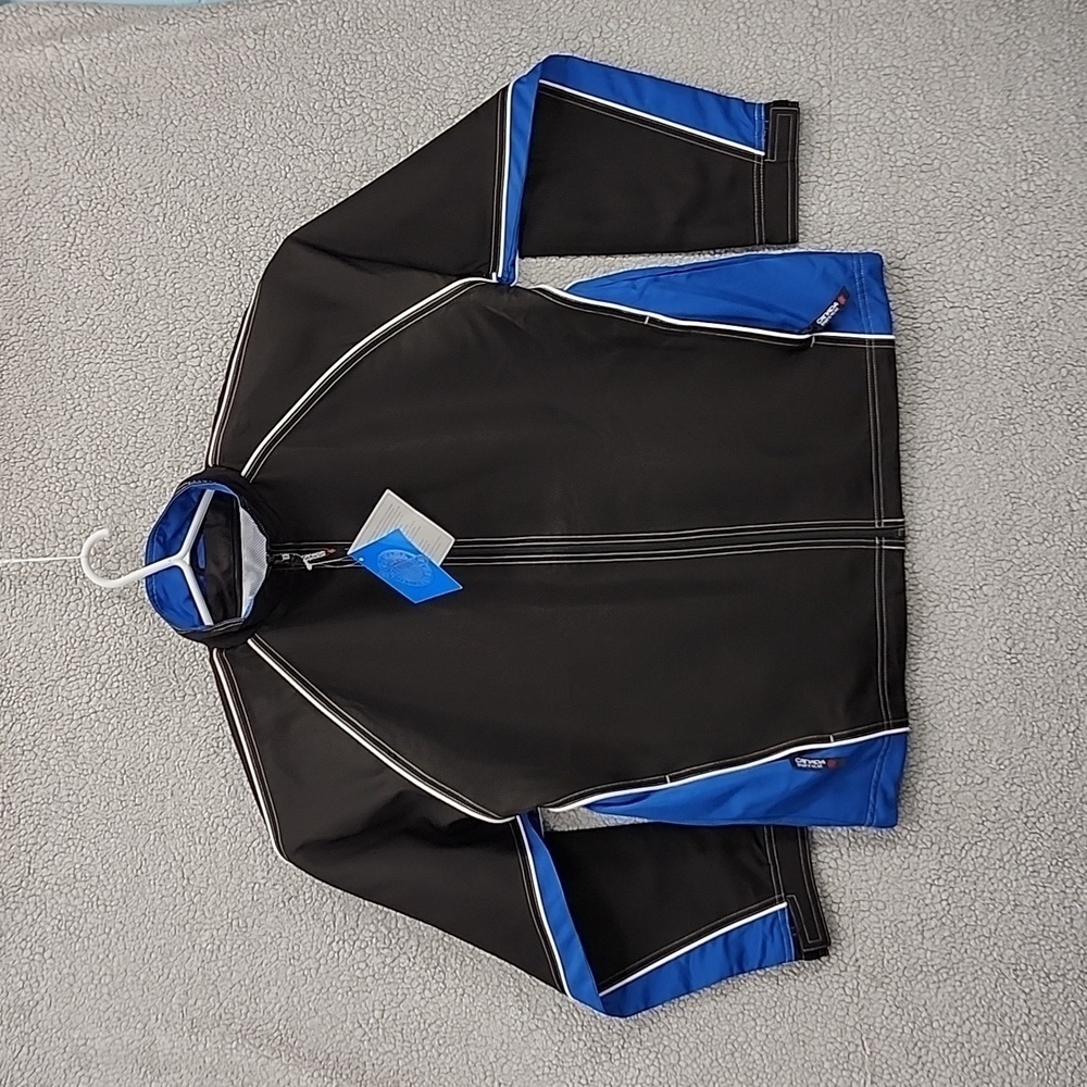 Canada Sportswear Jacket Ladies Large Black Blue Wind Breaker Meshed Lined NWT
